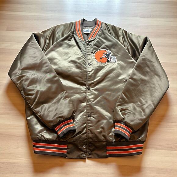 Vintage 1990’s Cleveland Browns NFL Chalk Line Satin Jacket Men’s Large Tall - Picture 1 of 6